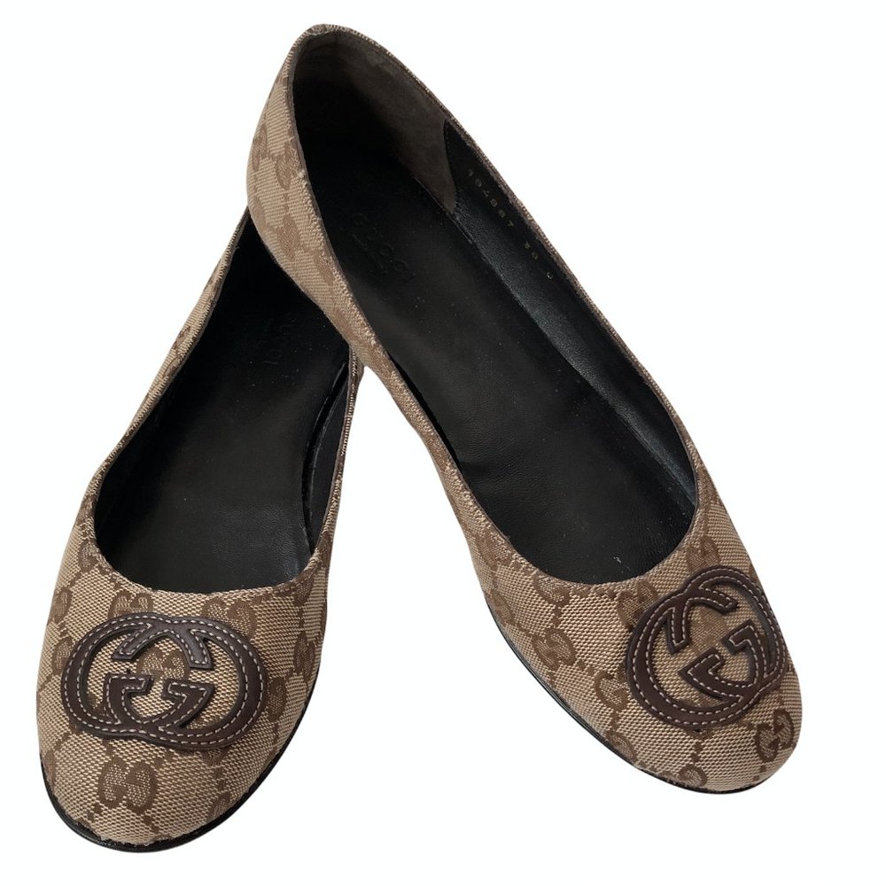 Gucci Guccissima Canvas GG Logo Ballet Flats Sz 38